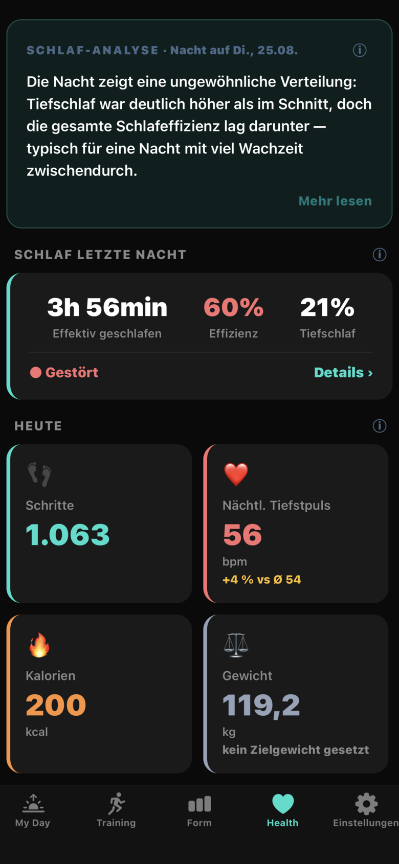Durvento — Health mit Schlaf, Ruhepuls und Tagesdaten